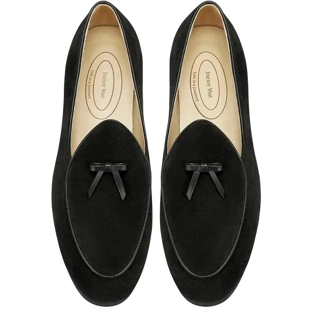 Black Suede Womens’ Belgian Style Loafers - Picture 3 of 10